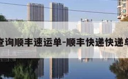 快递查询顺丰速运单-顺丰快递快递单查询