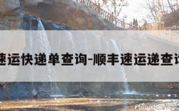 顺丰速运快递单查询-顺丰速运递查询单号