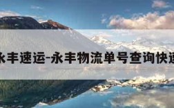 永丰速运-永丰物流单号查询快速
