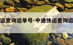 中通快运查询运单号-中通快运查询运单号码查询